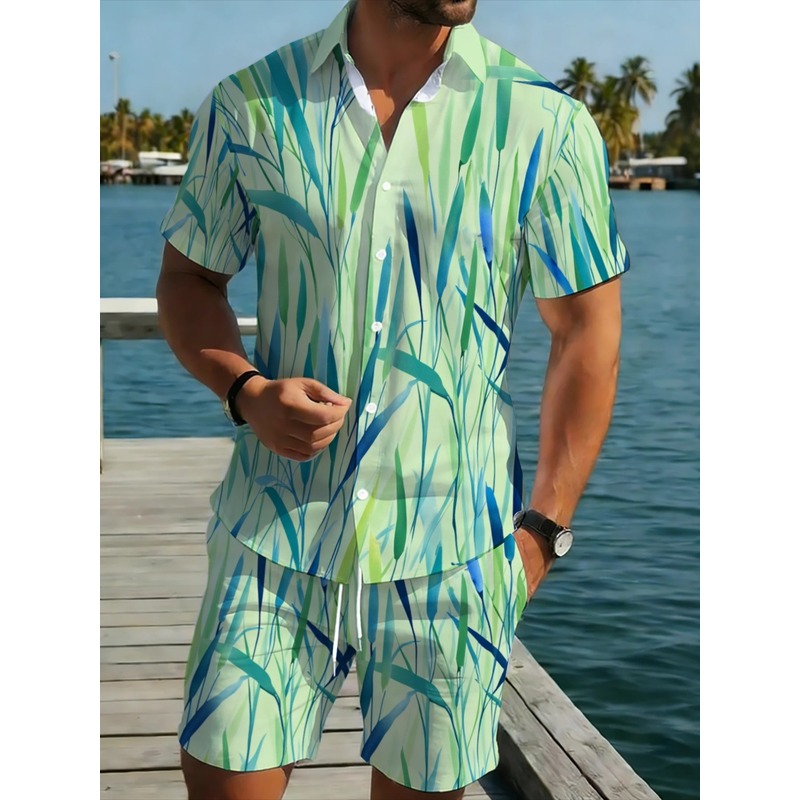 Event & Party Supply - Summer Men's Tropical Print Shirt Shorts