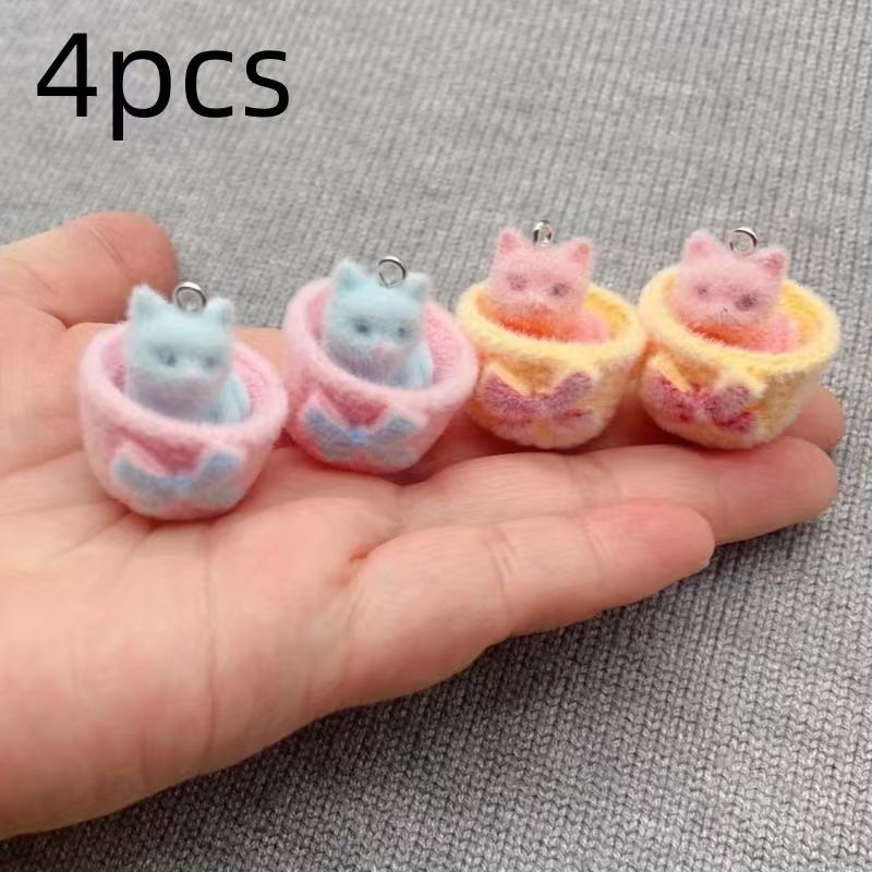 4pcs 3D plush resin cat pendan - Event Party ulasan dan harga