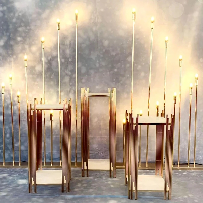decoration gold metal walkway  - Dessert Table Backdrop ulasan dan harga