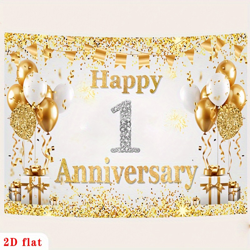 2D Flat Gold White Happy 1st A - Party Banner Gold ulasan dan harga