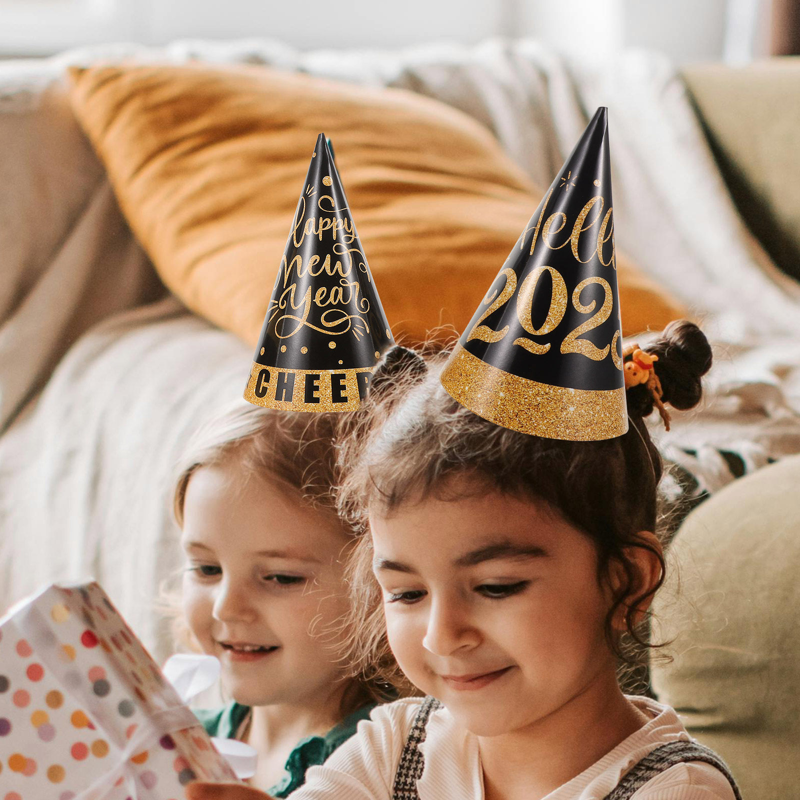 6Pcs Black Gold Party Hats New - Party Hat Cone ulasan dan harga