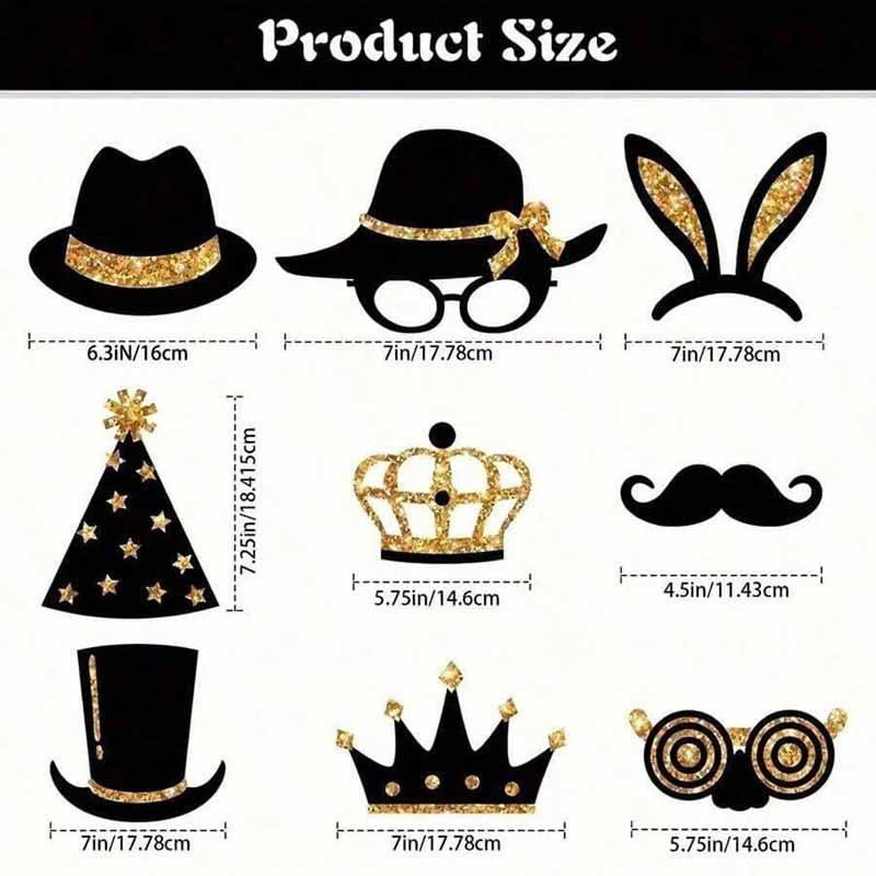 23Pcs Black Golden Paper Party - Photo Booth Frame ulasan dan harga