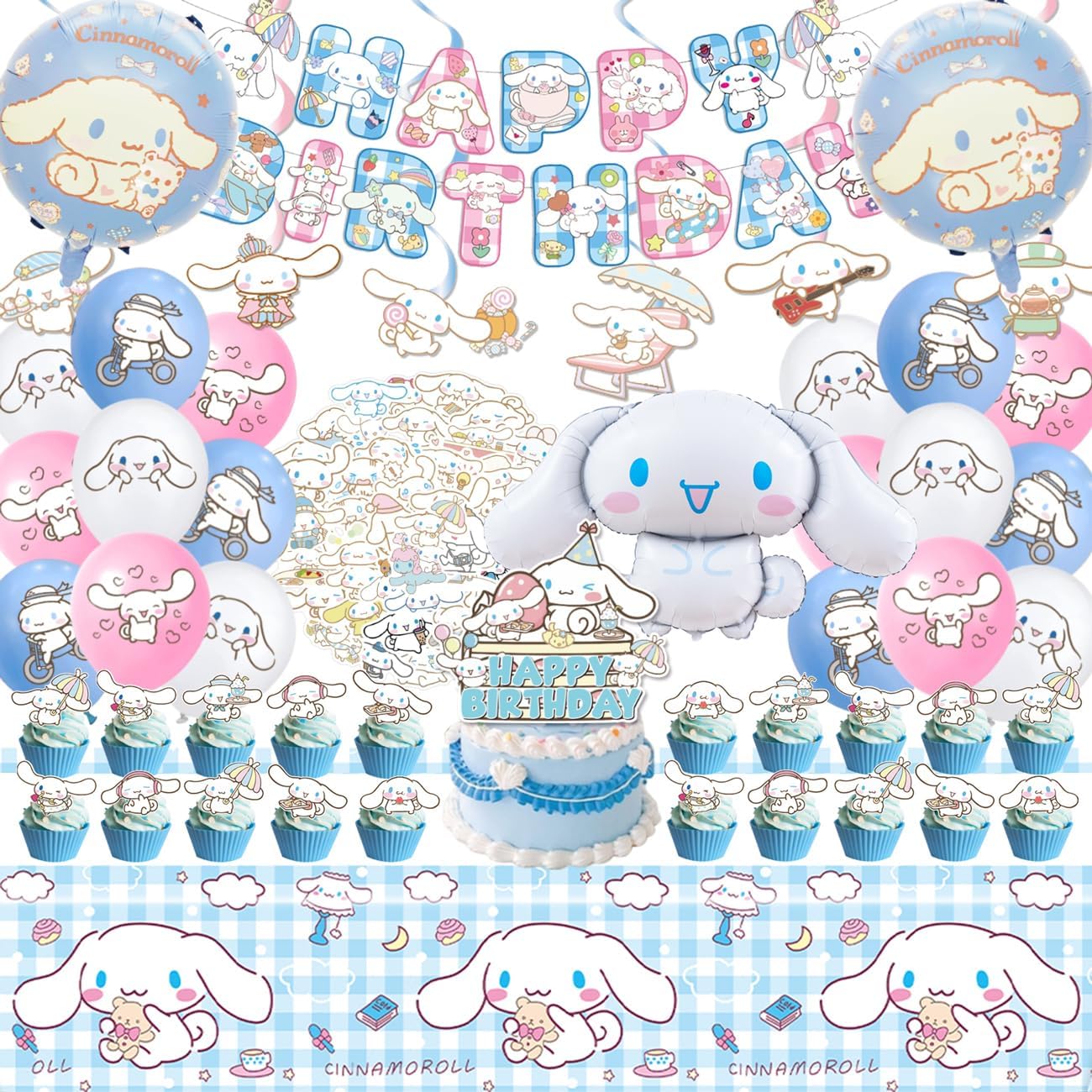 Cartoon Cinnamorolled Birthday - Table Cloth Disposable ulasan dan harga