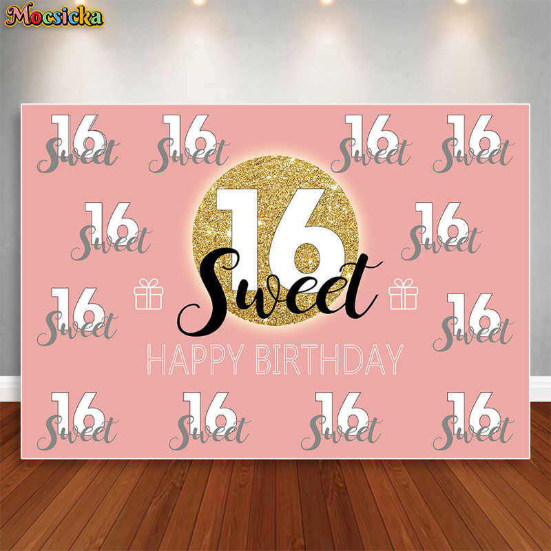 Mocsicka Sweet 16 Birthday Bac - Dessert Table Backdrop ulasan dan harga