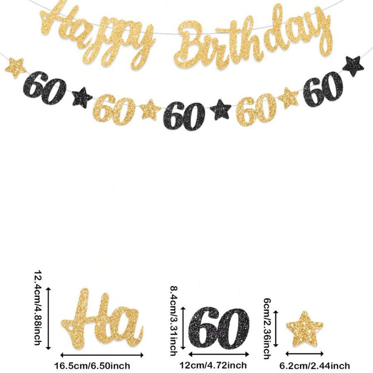 Black and Gold 60th Birthday P - Party Banner Gold ulasan dan harga
