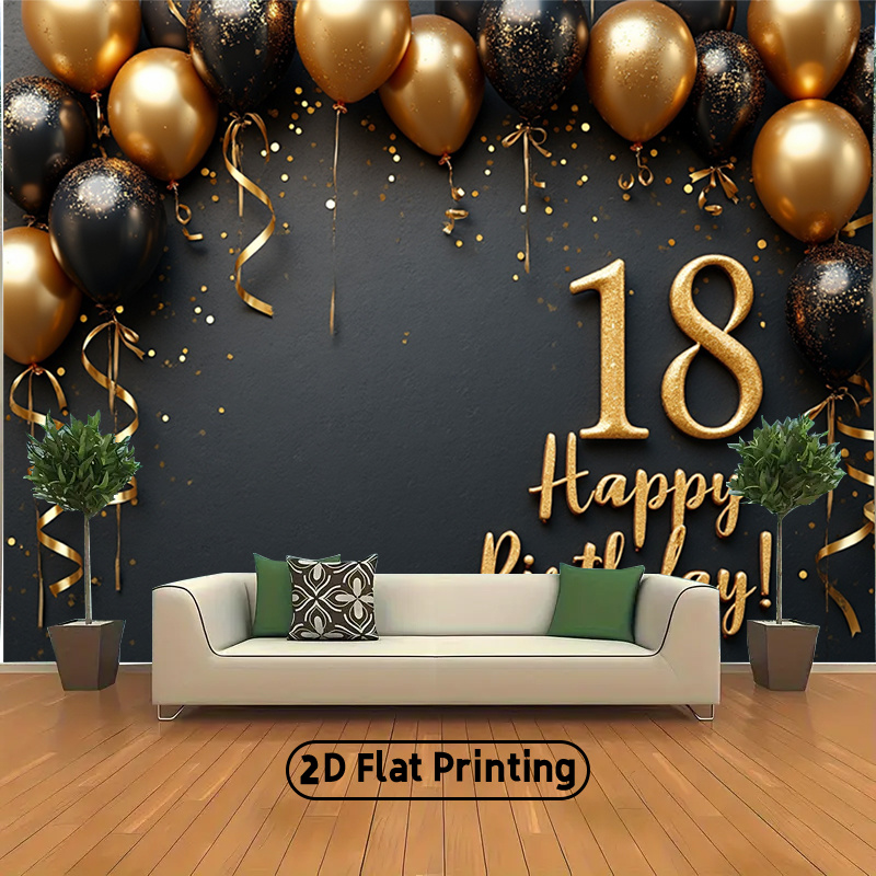 2D 1Pc Black & Gold Balloons B - Party Banner Gold ulasan dan harga