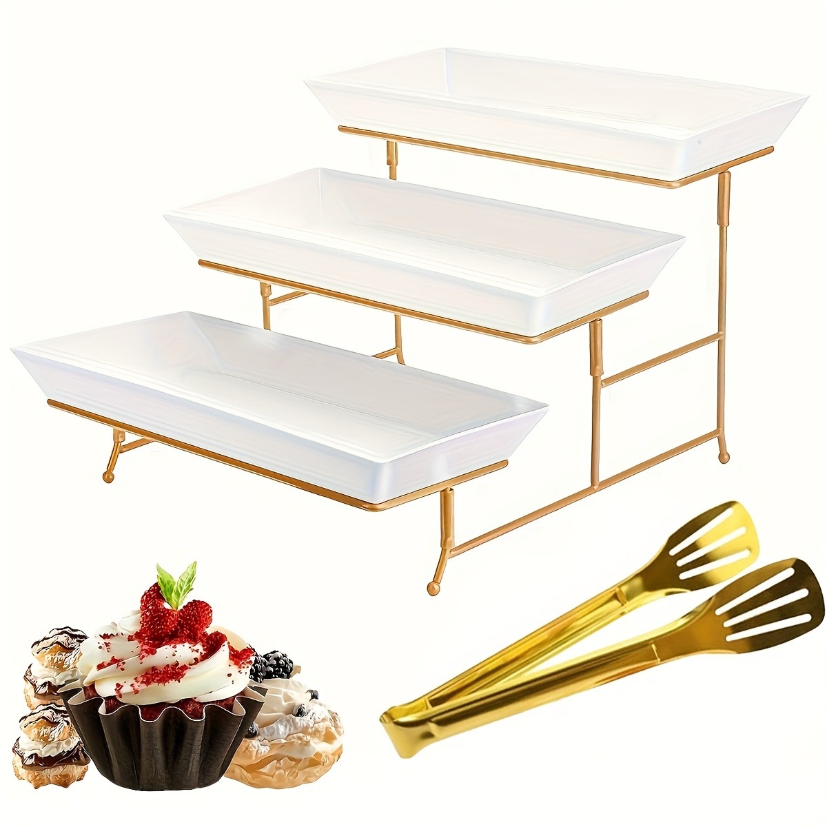 White Tiered Serving Stand + T - Cupcake Stand Tier ulasan dan harga
