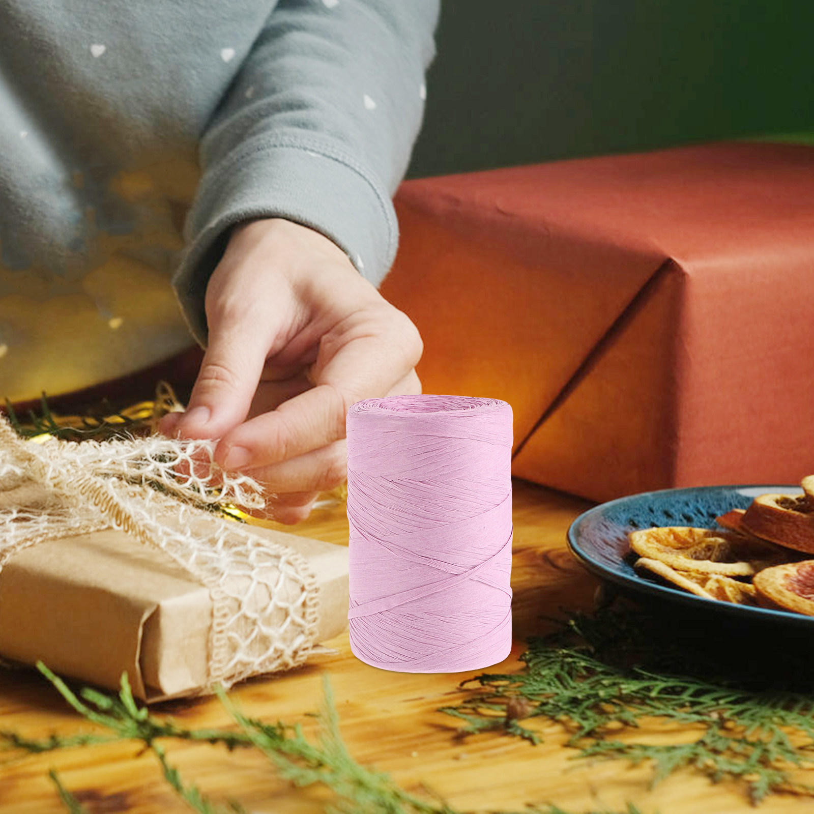 Raffia Paper Colored Flat Stri - Papercraft Supply Ribbon ulasan dan harga