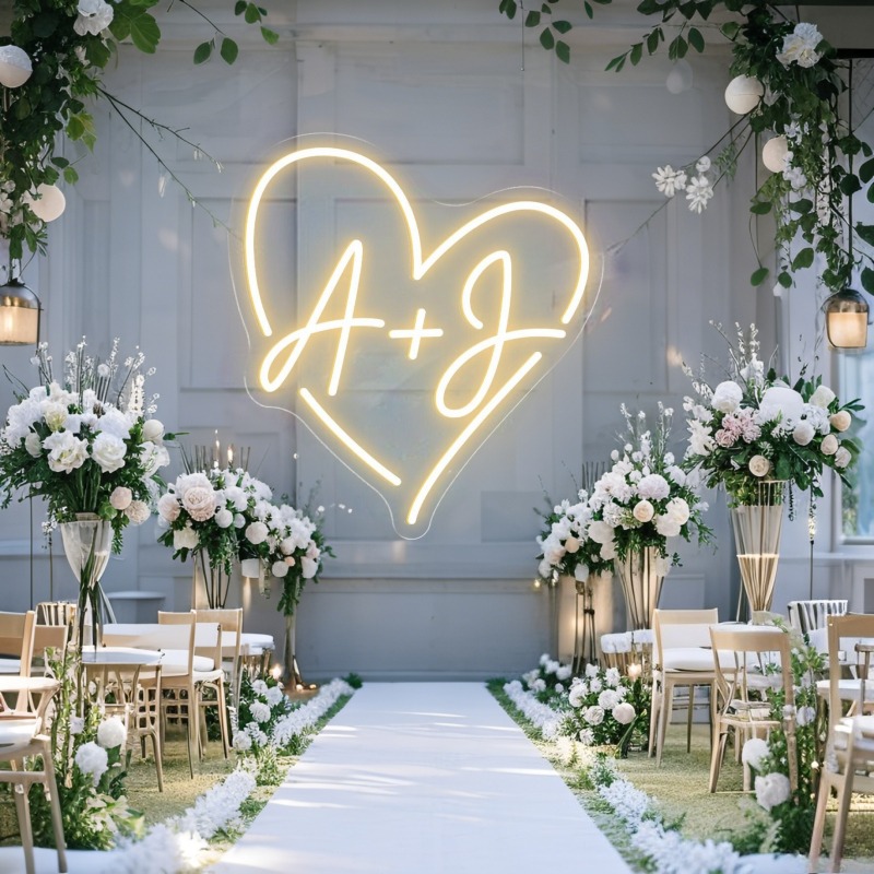 Custom Initials Heart LED Neon - Neon Sign Party ulasan dan harga
