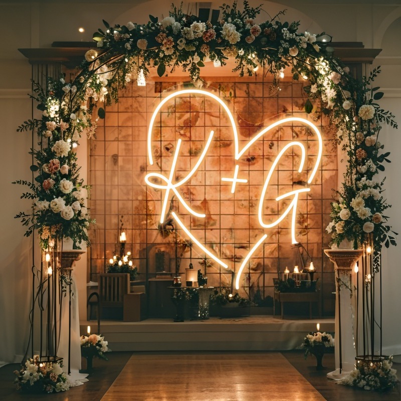 Custom Initials Heart LED Neon - Neon Sign Party ulasan dan harga