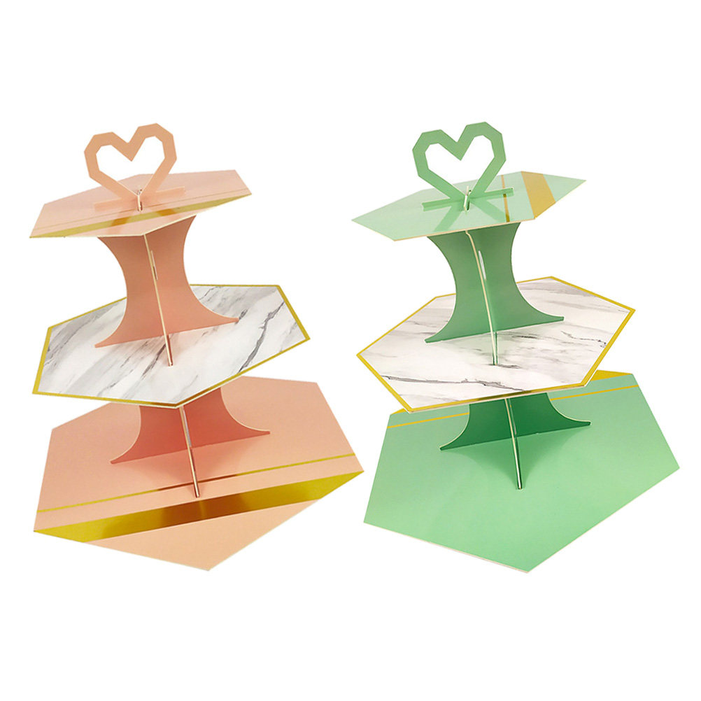 2Pcs Marble Pattern Paper Cake - Cupcake Stand Tier ulasan dan harga
