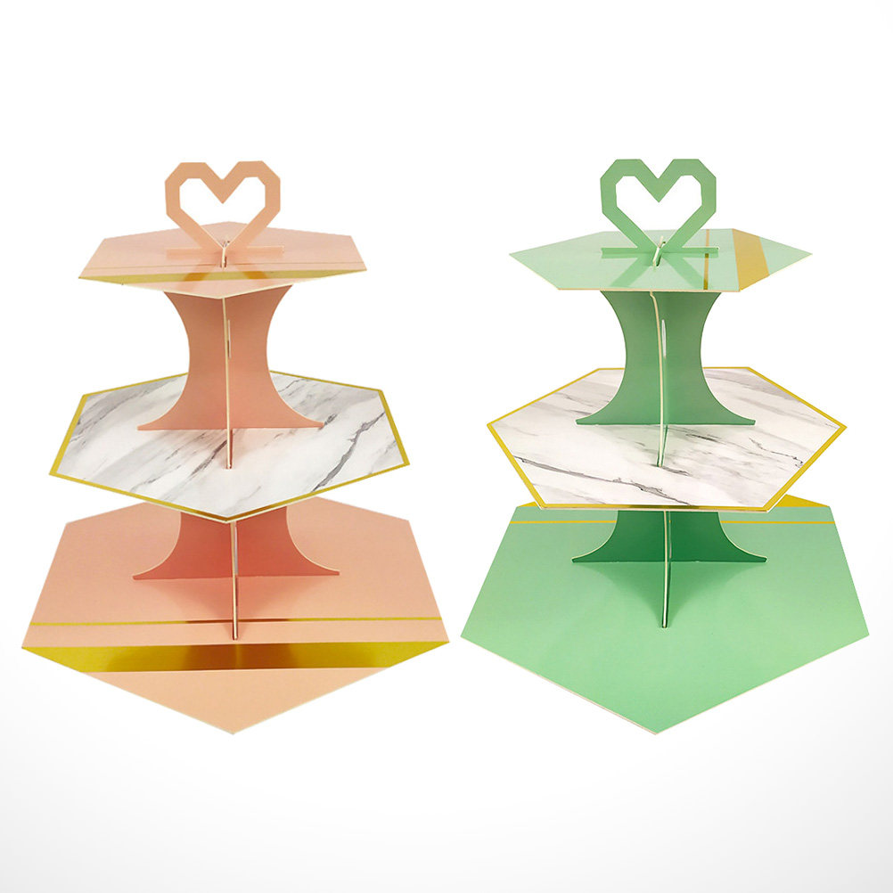 2Pcs Marble Pattern Paper Cake - Cupcake Stand Tier ulasan dan harga
