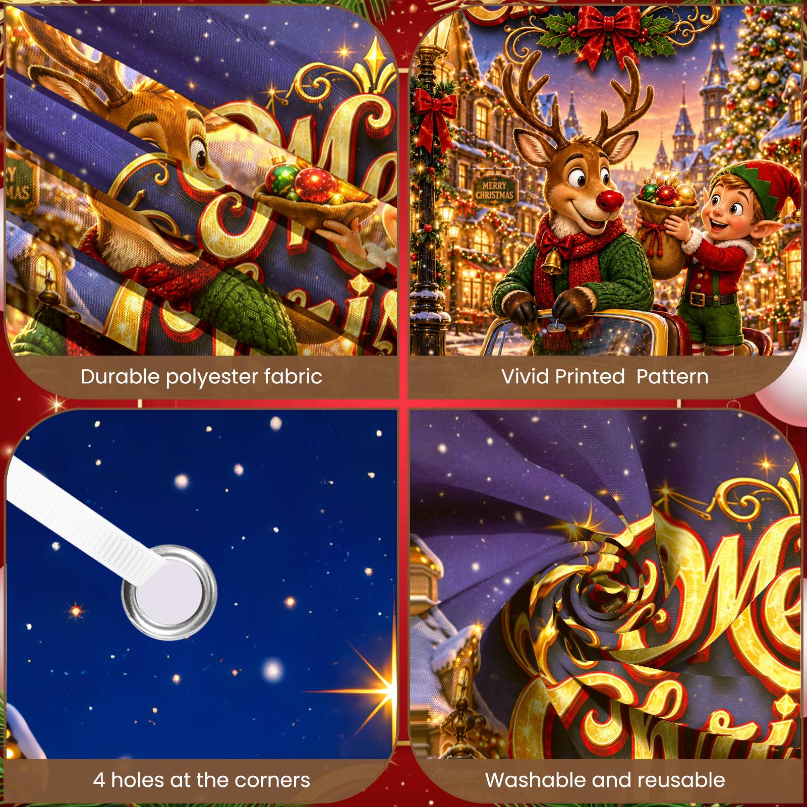 Christmas Party Banner Festive - Party Banner Gold ulasan dan harga
