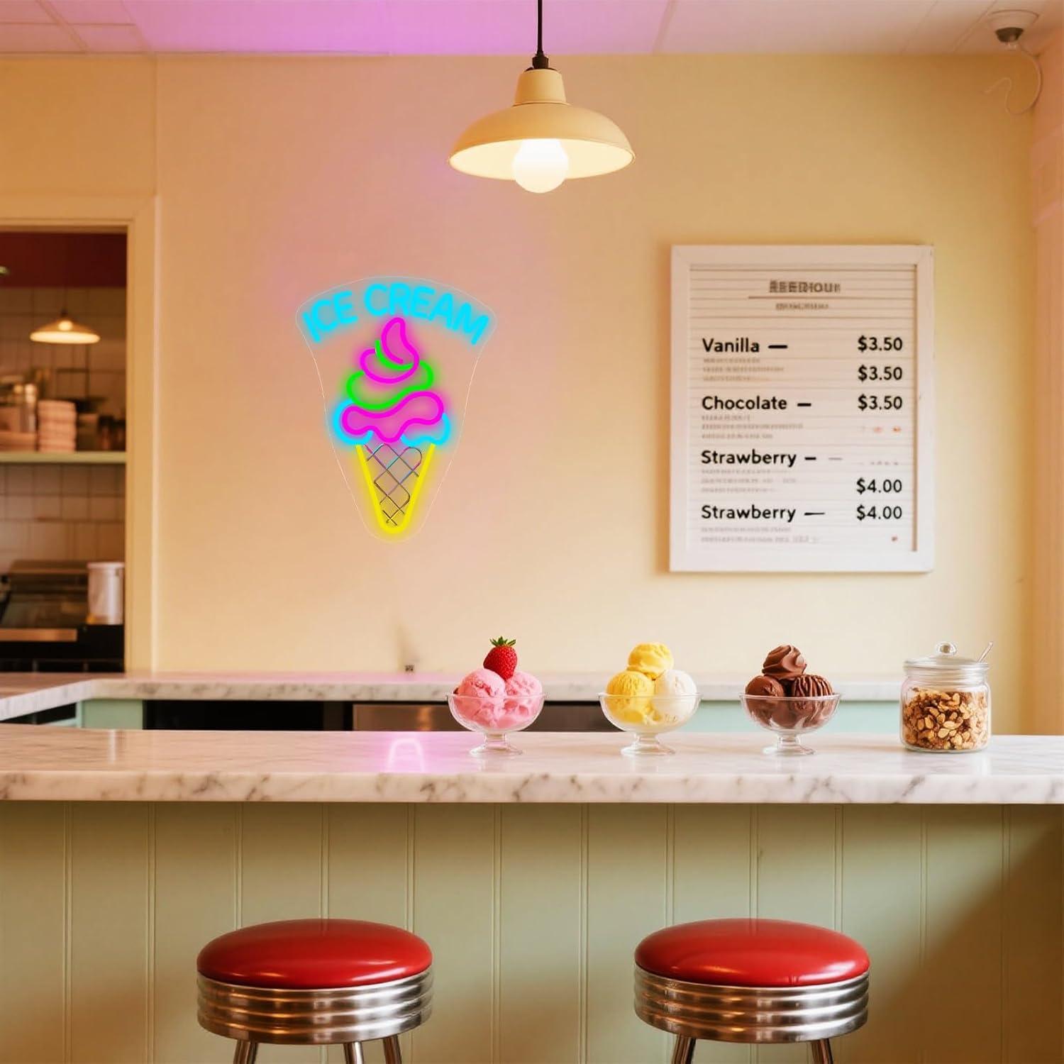 Ice Cream Neon Sign Dimmable D - Neon Sign Party ulasan dan harga