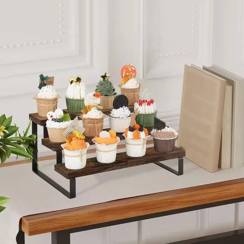 3 Tier Wooden Display Riser Cu - Cupcake Stand Tier ulasan dan harga