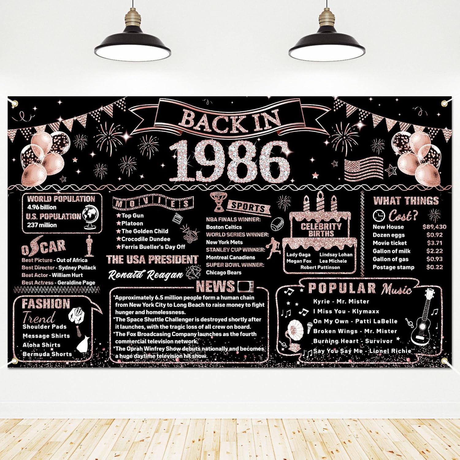 40th Birthday Decorations for  - Party Banner Gold ulasan dan harga