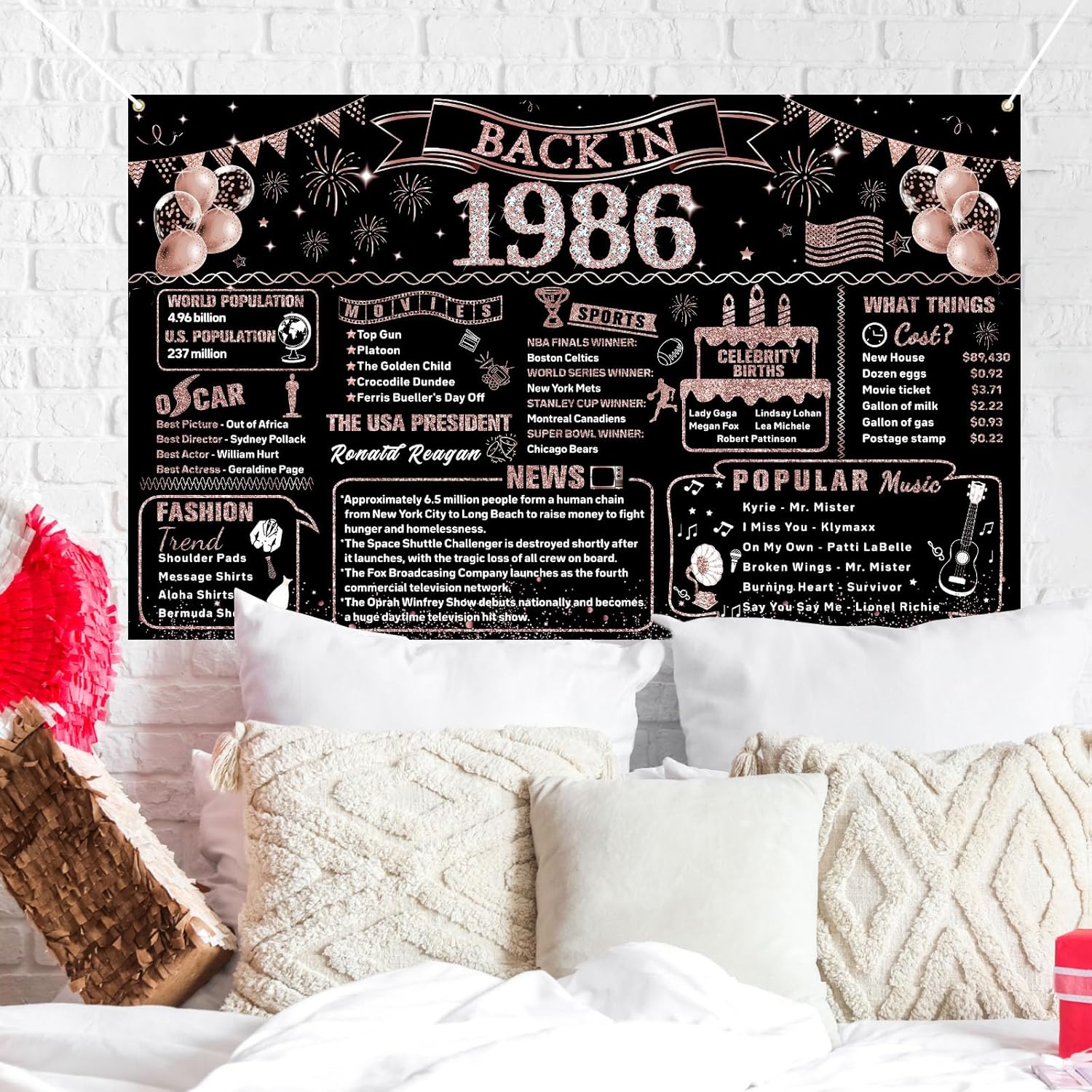 40th Birthday Decorations for  - Party Banner Gold ulasan dan harga