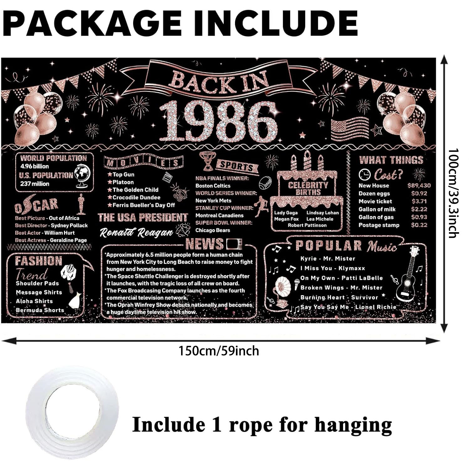 40th Birthday Decorations for  - Party Banner Gold ulasan dan harga