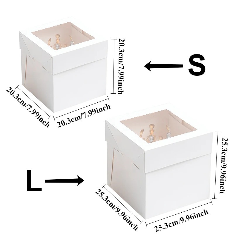 5/10PCS White Square Cake Boxe - Event Party Box ulasan dan harga