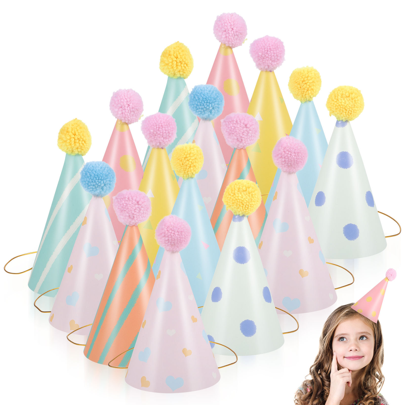 14Pcs Paper Birthday Hats for  - Party Hat Cone ulasan dan harga
