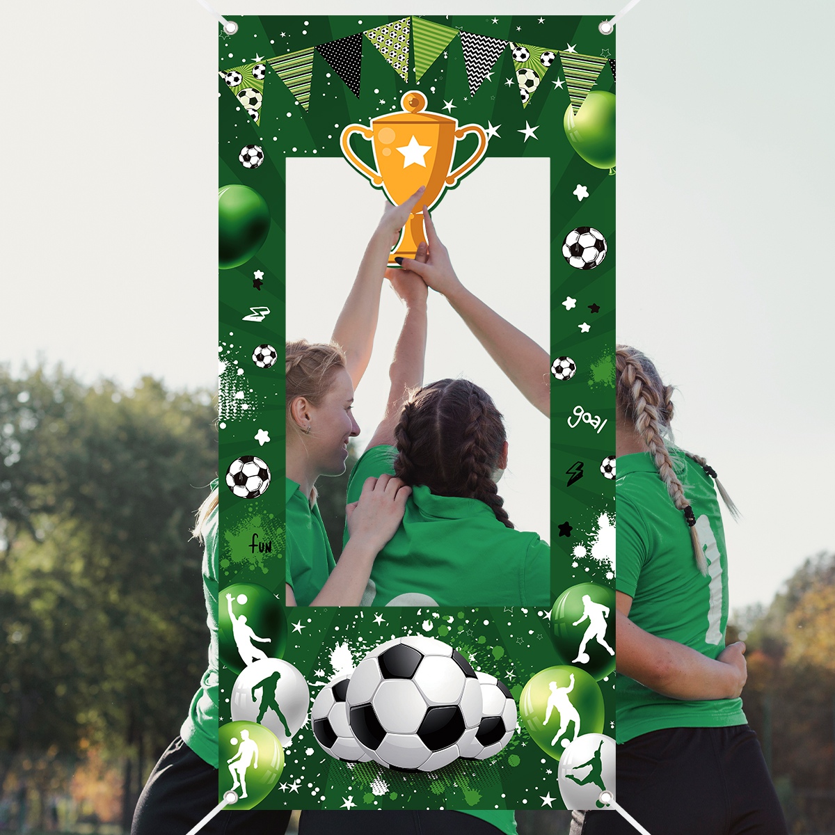 1pc Green Soccer Decorative Ph - Photo Booth Frame ulasan dan harga