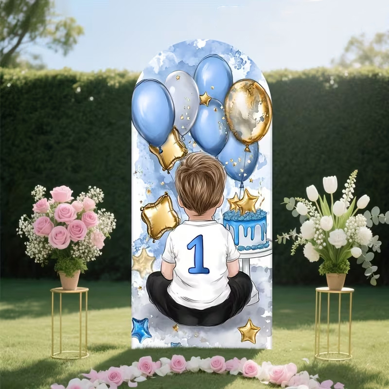 A Little Boy Pattern Arch Back - Dessert Table Backdrop ulasan dan harga