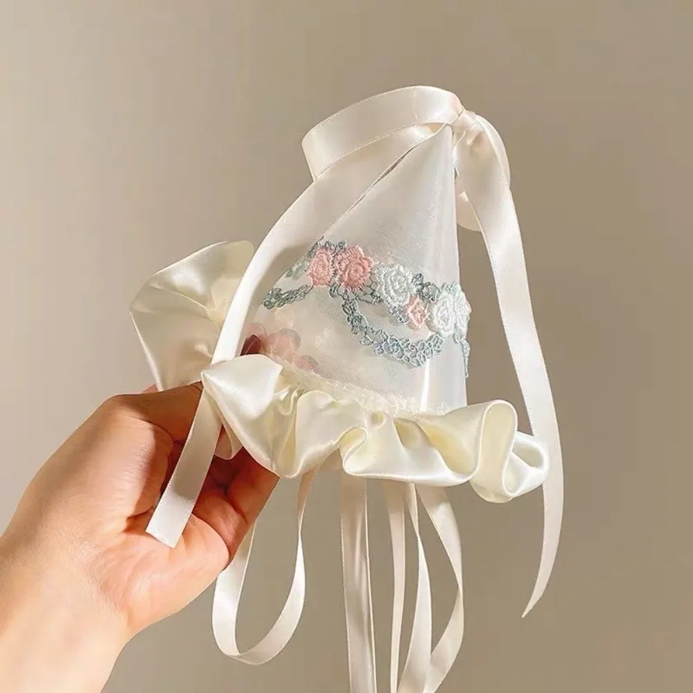 Cute Style Embroidery Mesh Bir - Party Hat Cone ulasan dan harga